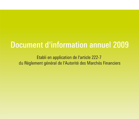 Couverture Document d'information annuel 2009