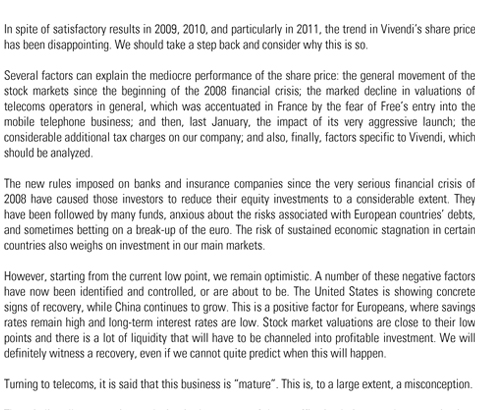 Shareholders Newsletter March 2012