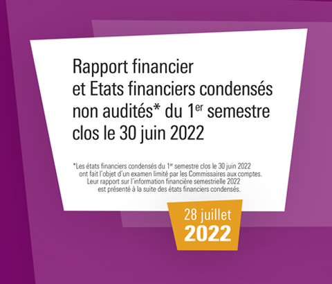 Rapport financier et Etats financiers condensés non audités du 1er semestre clos le 30 juin 2022