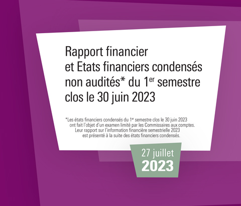 Rapport financier et Etats financiers condensés non audités du 1er semestre clos le 30 juin 2023